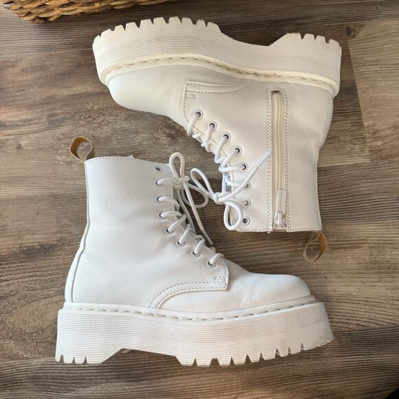 Dr. Martens V Jadon II Mono White Platform Boots Women’s Size 7 Vegan Zip - Picture 5 of 11